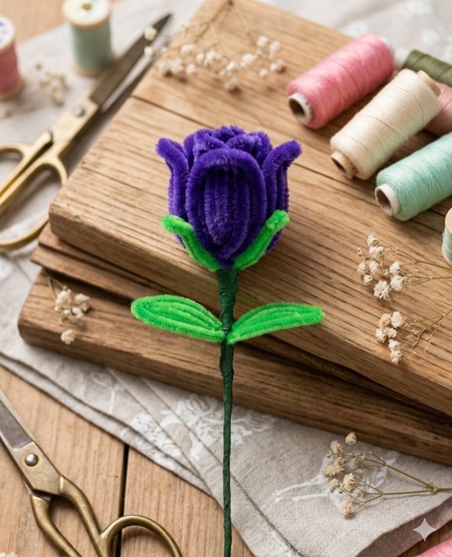 Handmade Purple Pipe Cleaner Flower β Everlasting Bloom for Gifting & Decor - Image 2
