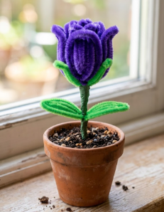 Handmade Purple Pipe Cleaner Flower β Everlasting Bloom for Gifting & Decor - Image 4
