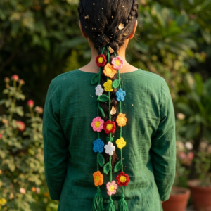 Handmade Floral Crochet Paranda | Traditional Indian Hair Accessory for Women & Girls