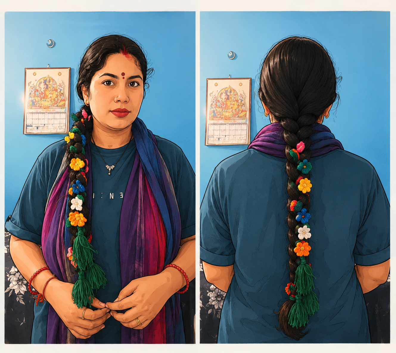 Handmade Floral Crochet Paranda | Traditional Indian Hair Accessory for Women & Girls - Image 4