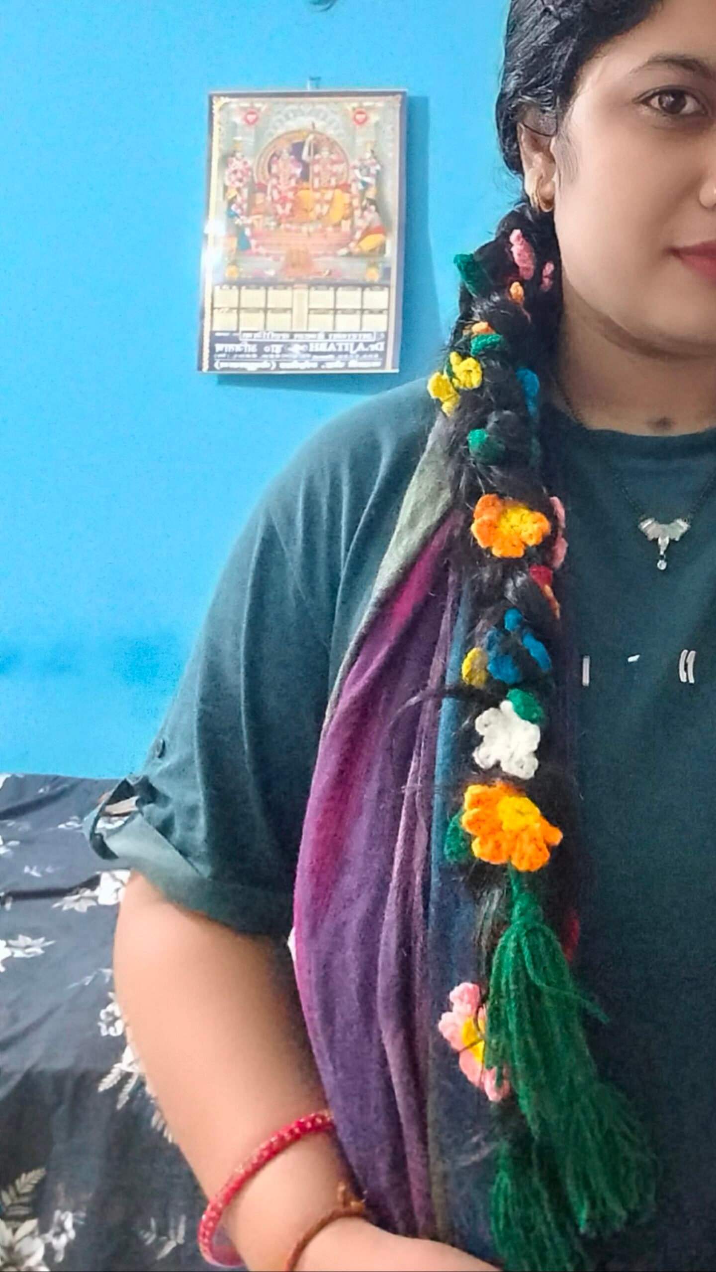 Handmade Floral Crochet Paranda | Traditional Indian Hair Accessory for Women & Girls - Image 2