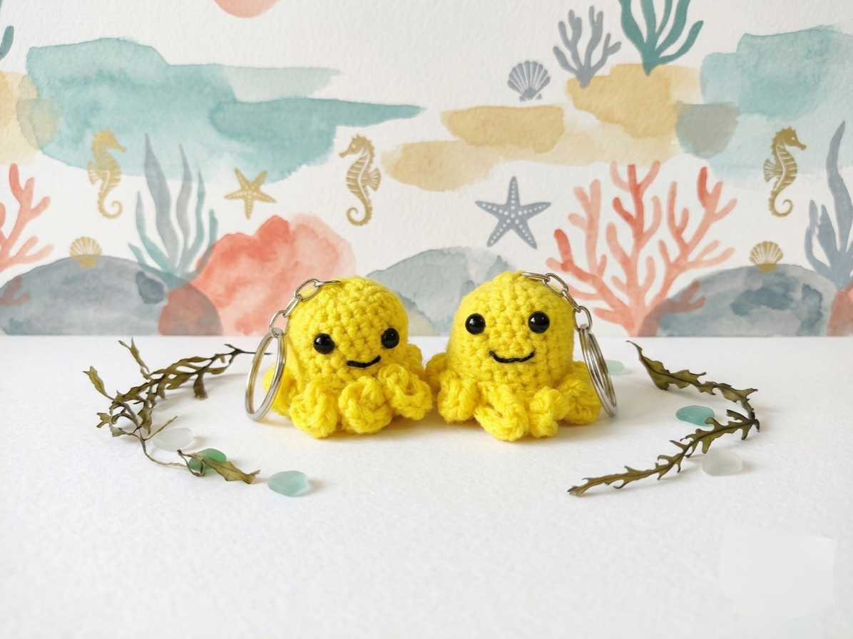 Cute Handmade Crochet Octopus Keychain | Mini Amigurumi - Image 3