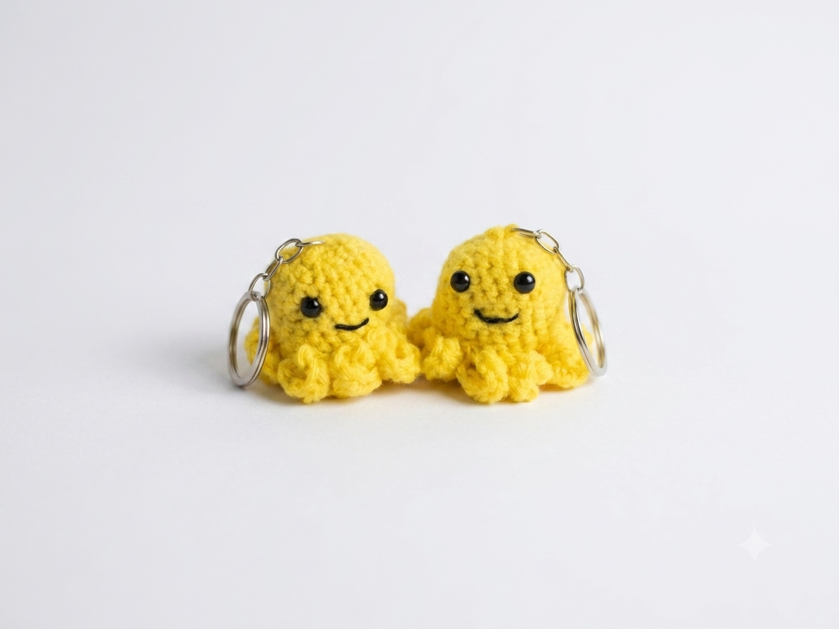 Cute Handmade Crochet Octopus Keychain | Mini Amigurumi - Image 2