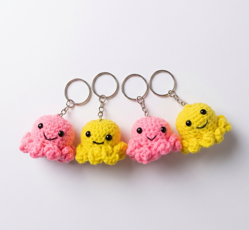 Cute Handmade Crochet Octopus Keychain | Mini Amigurumi - Image 8