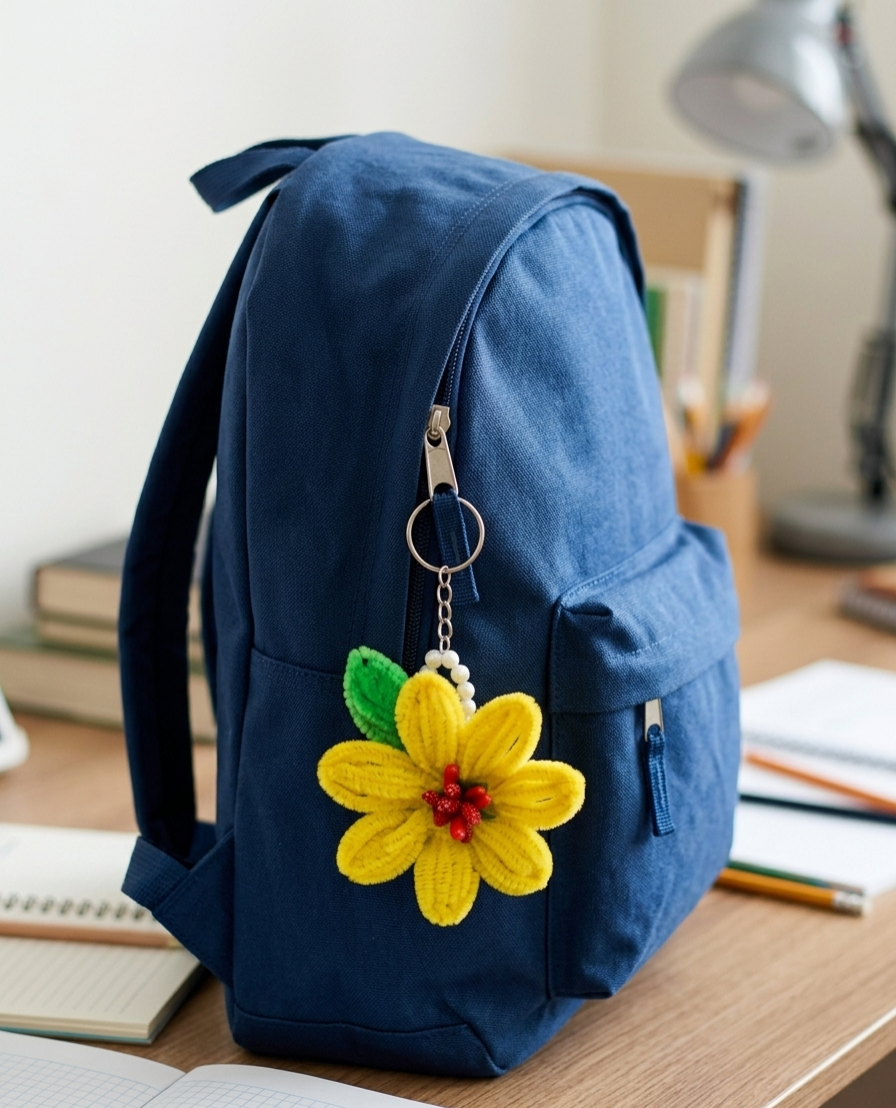 Handmade Pipecleaner Flower Keychain - Image 3