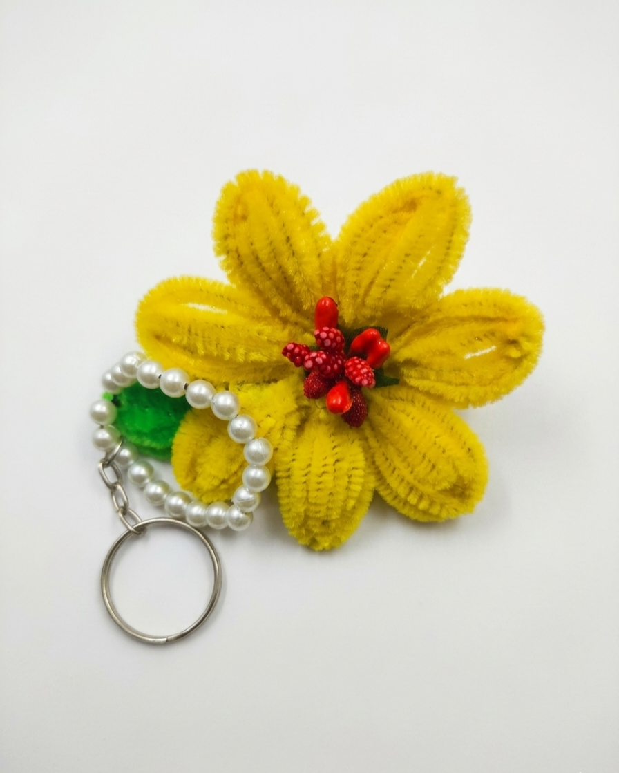 Handmade Pipecleaner Flower Keychain