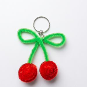 Handmade Pipecleaner Cherry Keychain