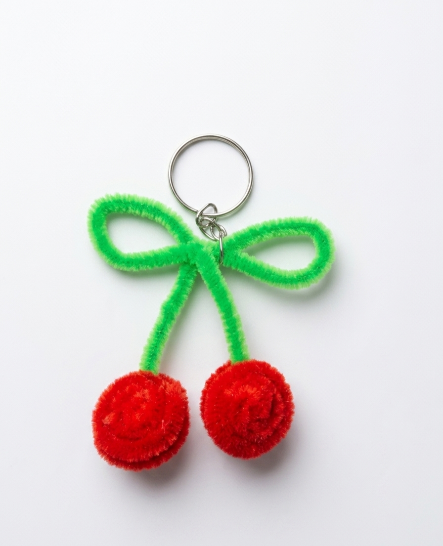 Handmade Pipecleaner Cherry Keychain