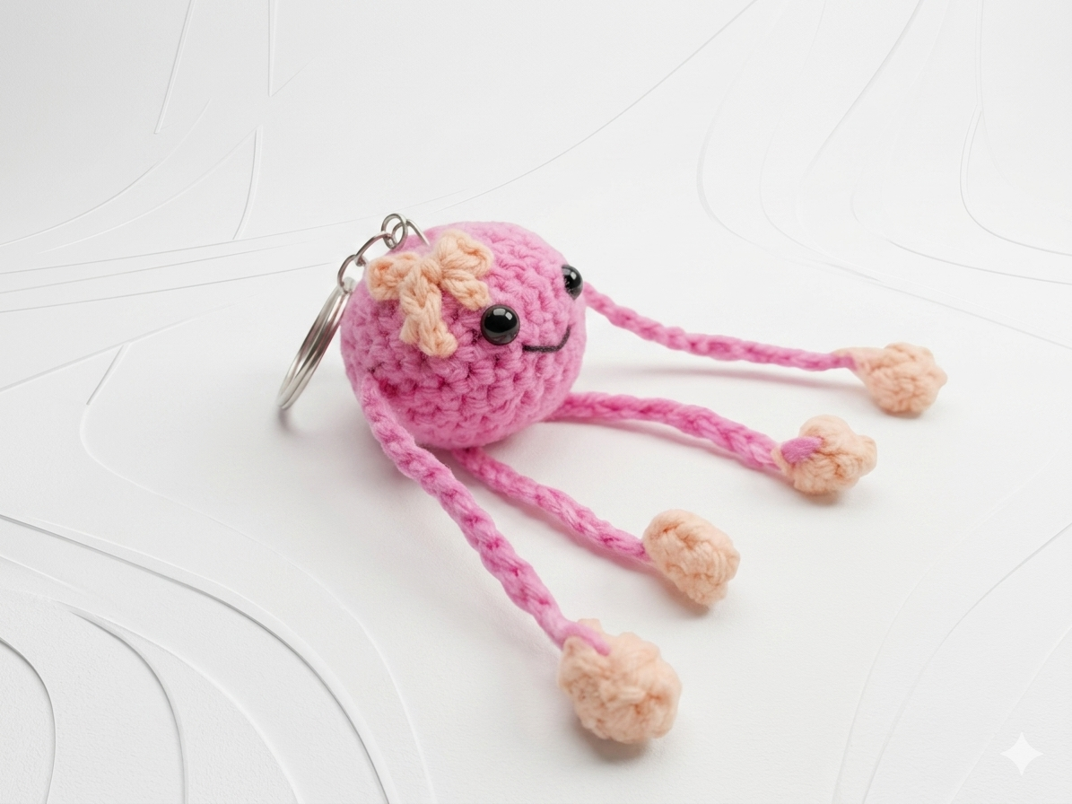 Cute Pink Keychain | Mini Amigrumi - Image 2