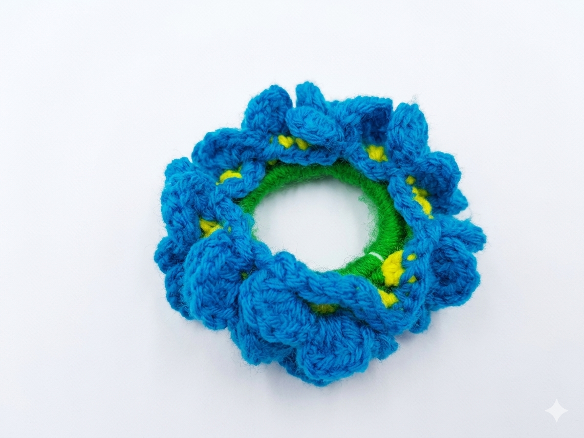 Crochet Floral Scrunchie β Handmade Hair Accessory - Image 4