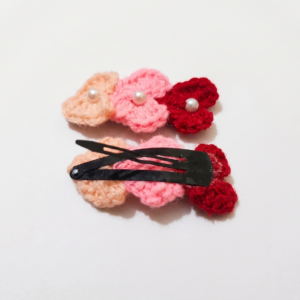 Handmade Crochet Love-Heart Hair Clips (Pack of 2) | Cute & Aesthetic Hair Accessories