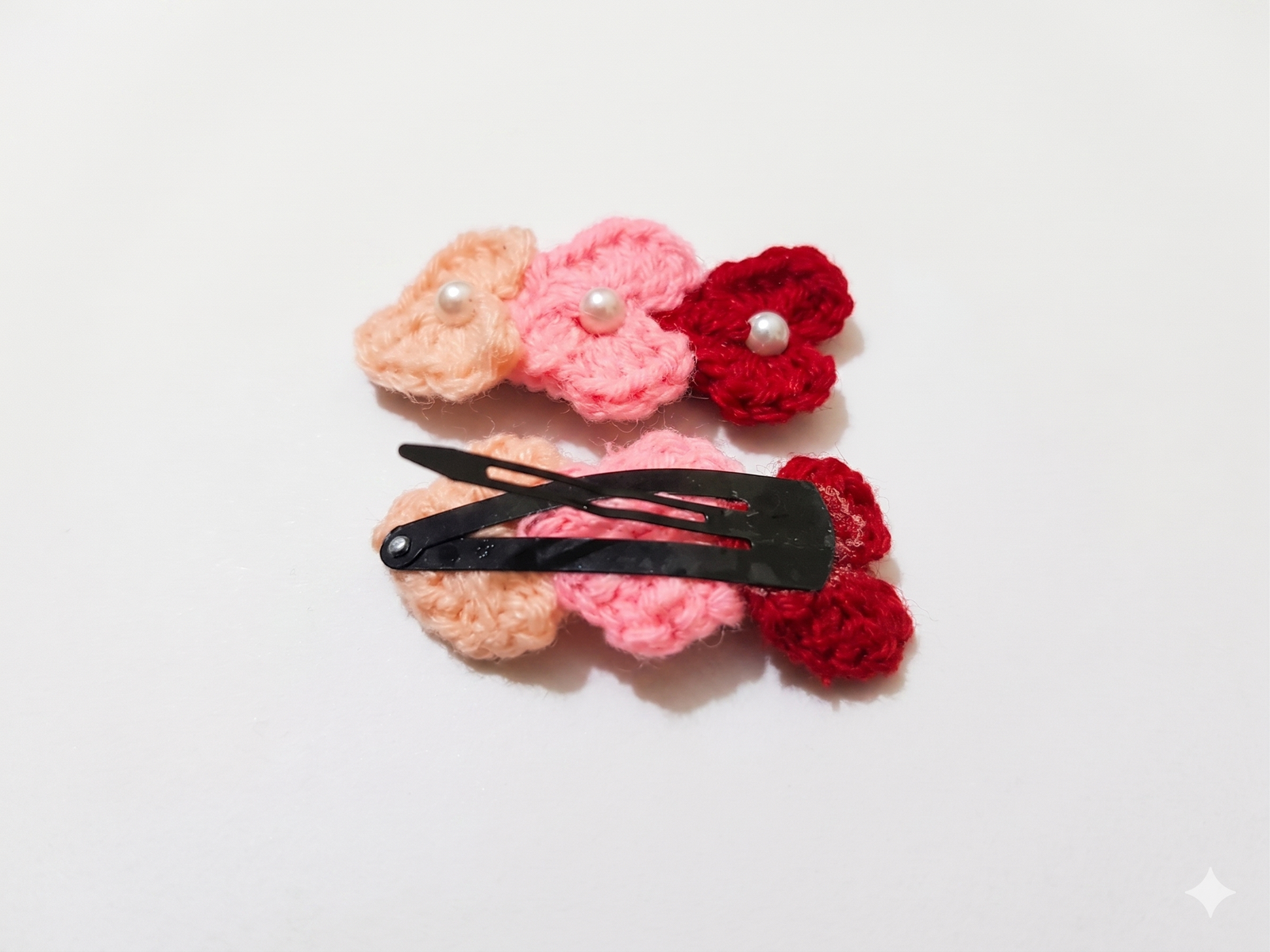 Handmade Crochet Love-Heart Hair Clips (Pack of 2) | Cute & Aesthetic Hair Accessories