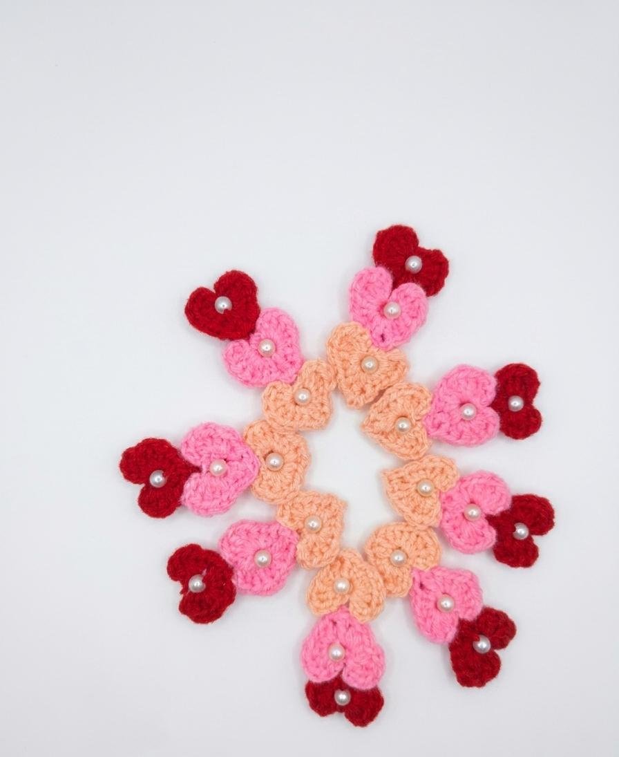 Handmade Crochet Love-Heart Hair Clips (Pack of 2) | Cute & Aesthetic Hair Accessories - Image 4