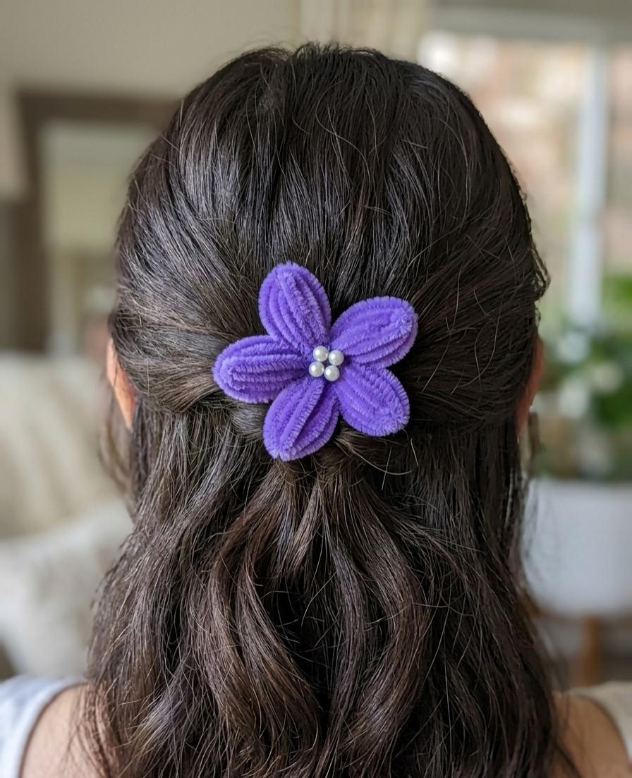 Purple Flower Hair Clip - Image 2