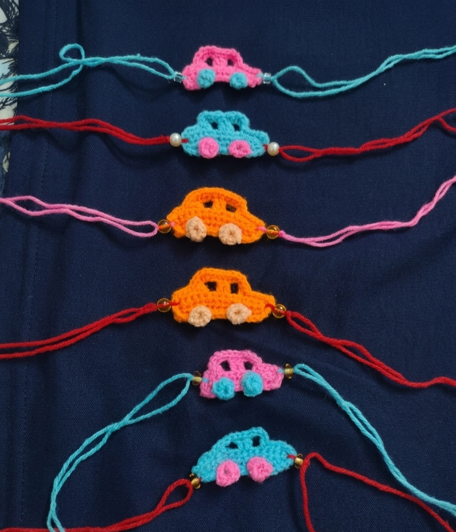 Crochet Car Rakhi | Handmade Crochet Rakhi - Image 3